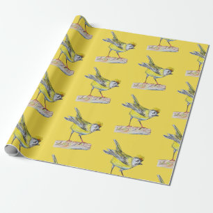 Cadeau Papier d'emballage d'oiseau jaune, 30 dans x 6 pi