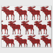 Cadeau Papier d'emballage d'orignaux de plaid (Plat)