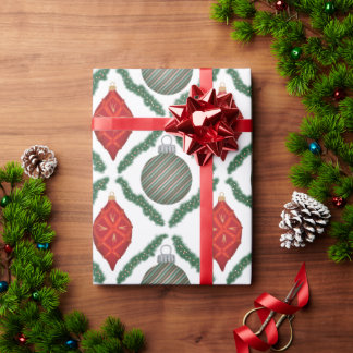 Cadeau Papier d'emballage d'ornements de Noël rouge class
