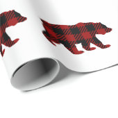 Cadeau Papier d'emballage d'ours de plaid de Buffalo (Coin rond)