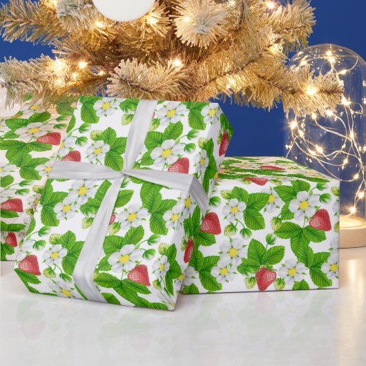 Cadeau Papier d'emballage du jardin de fraises (Vacances)