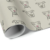 Cadeau Papier d'emballage du visage de chien (Coin rond)
