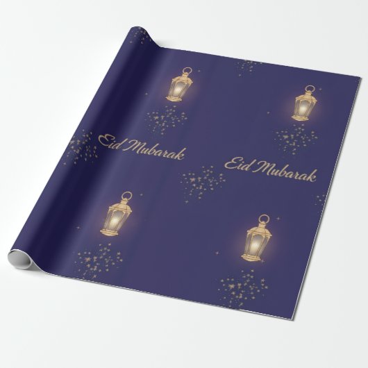 Cadeau Papier d'emballage Eid Bleu (Déroulé)