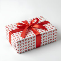 Papier d'emballage élégant à motif de cœur rouge -