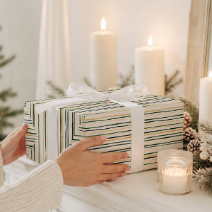 Cadeau Papier d'emballage élégant à rayures d'hiver aquar