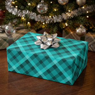 Cadeau Papier d'emballage élégant et turquoise à carreaux