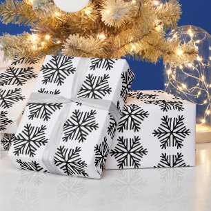 Cadeau Papier d'emballage élégant flocon de neige noir et
