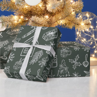 Cadeau Papier d'emballage Elegant Holiday Doodles