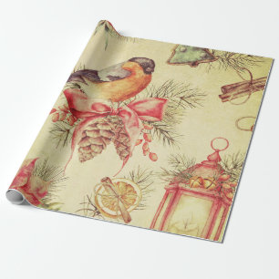 Cadeau Papier d'emballage Éléments de Noël Vintage