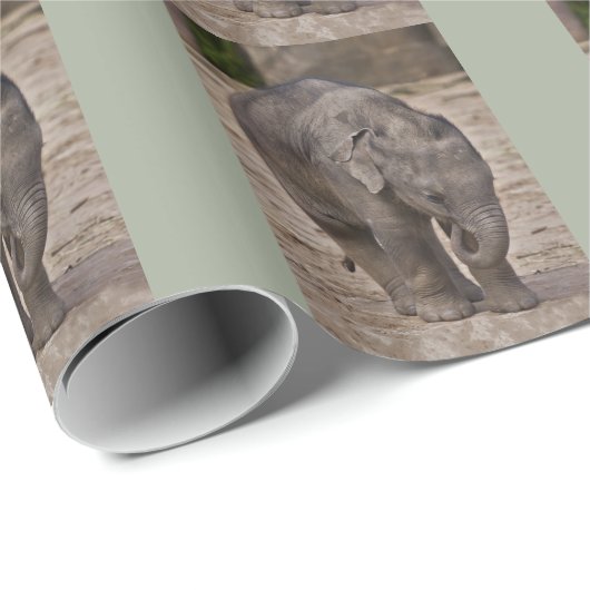 Cadeau Papier d'emballage Éléphant de bébé (Coin rond)