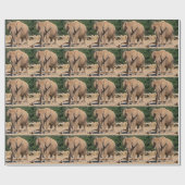 Cadeau Papier d'emballage Éléphant de savane (Plat)