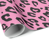 Cadeau Papier d'emballage empreinte de léopard rose (Coin rond)