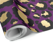 Cadeau Papier d'emballage empreinte de léopard violet et  (Coin rond)