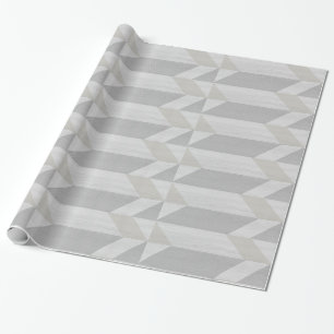 Cadeau papier d'emballage en bois gris motif géométrique