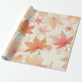 Cadeau papier d'emballage en feuille d'érable d'automne (Déroulé)