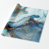 Cadeau Papier d'emballage en marbre bleu et or (Déroulé)
