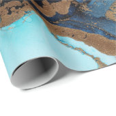 Cadeau Papier d'emballage en marbre bleu et or (Coin rond)