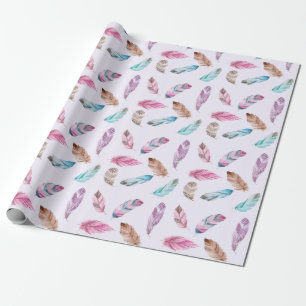 Cadeau papier d'emballage en plumes