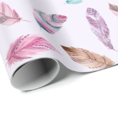 Cadeau papier d'emballage en plumes (Coin rond)