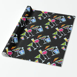 Cadeau PAPIER D'EMBALLAGE en verre de cocktail