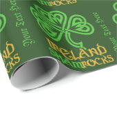 Cadeau Papier d'emballage fait sur commande de shamrock (Coin rond)