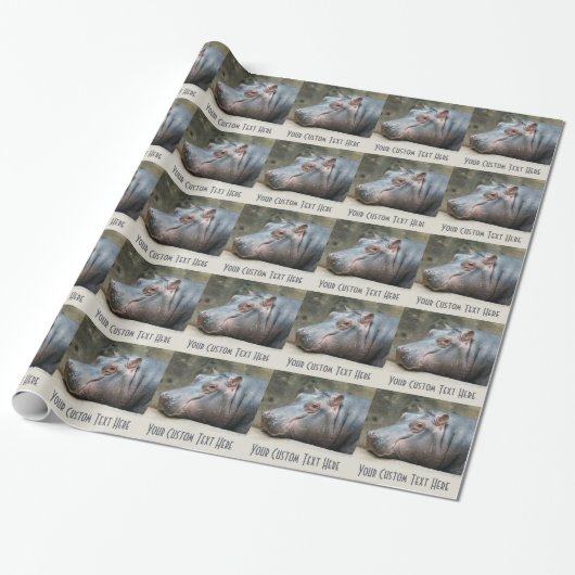 Cadeau Papier d'emballage fait sur commande d'hippopotame (Déroulé)