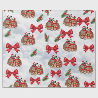 Cadeau Papier d'emballage Famille de Cailles de Noël