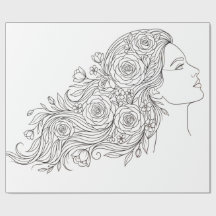 Papier d'emballage femme florale minimaliste