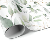 Cadeau Papier d'emballage feuilles de verdure or (Coin rond)