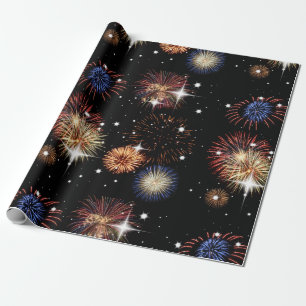 Cadeau Papier d'emballage Feux d'artifice et Étoiles