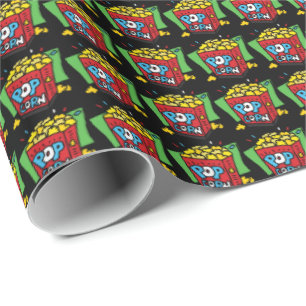 Cadeau Papier d'emballage film pop-corn et argent