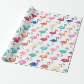 Cadeau Papier d'emballage - Flamant rose multicolore (Déroulé)