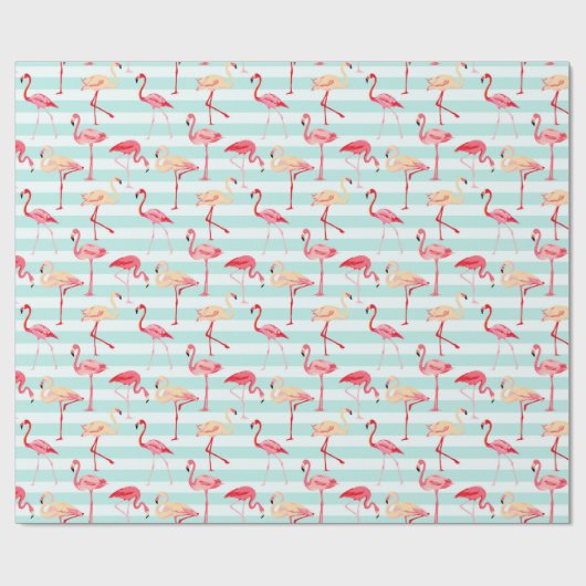 Cadeau Papier d'emballage flamingo rose de plage (Plat)