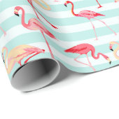 Cadeau Papier d'emballage flamingo rose de plage (Coin rond)