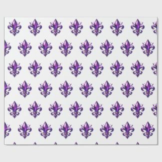 Cadeau papier d'emballage fleur de lys violet 