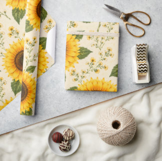 CADEAU PAPIER D'EMBALLAGE FLEUR DE TOURNESOL