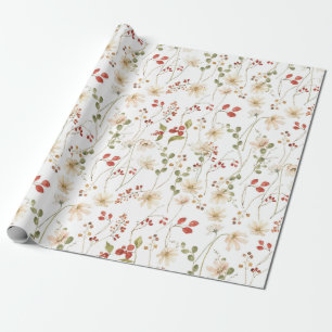Cadeau Papier d'emballage fleur sauvage d'aquarelle