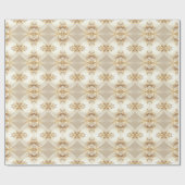 Cadeau Papier d'emballage Fleurs Blanches et Dorées (Plat)