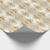 Cadeau Papier d'emballage Fleurs Blanches et Dorées (Coin)