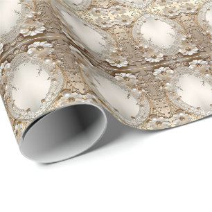 Cadeau Papier d'emballage Fleurs blanches modernes Perles