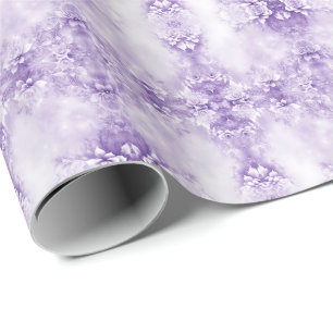 Cadeau Papier d'emballage Fleurs Blanches Violettes