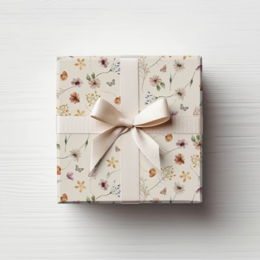 Cadeau Papier d'emballage Fleurs Boho