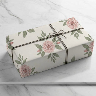 Cadeau Papier d'emballage Fleurs de pêcher éparpillées