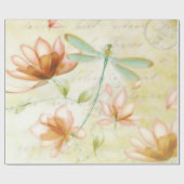 Cadeau Papier d'emballage fleurs et libellule (Plat)