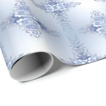 Papier d'emballage Fleurs Ornées Bleues avec Perle