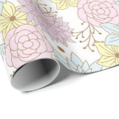 Cadeau papier d'emballage fleurs printanières (Coin rond)