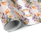 Cadeau Papier d'emballage Fleurs printanières colorées (Coin rond)