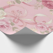 Cadeau Papier d'emballage Fleurs roses et rubans (Coin)