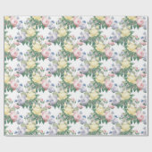 Cadeau Papier d'emballage Fleurs roses pastel (Plat)