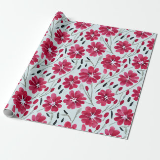 Cadeau Papier d'emballage Fleurs Rouges Bloom Aquarelle